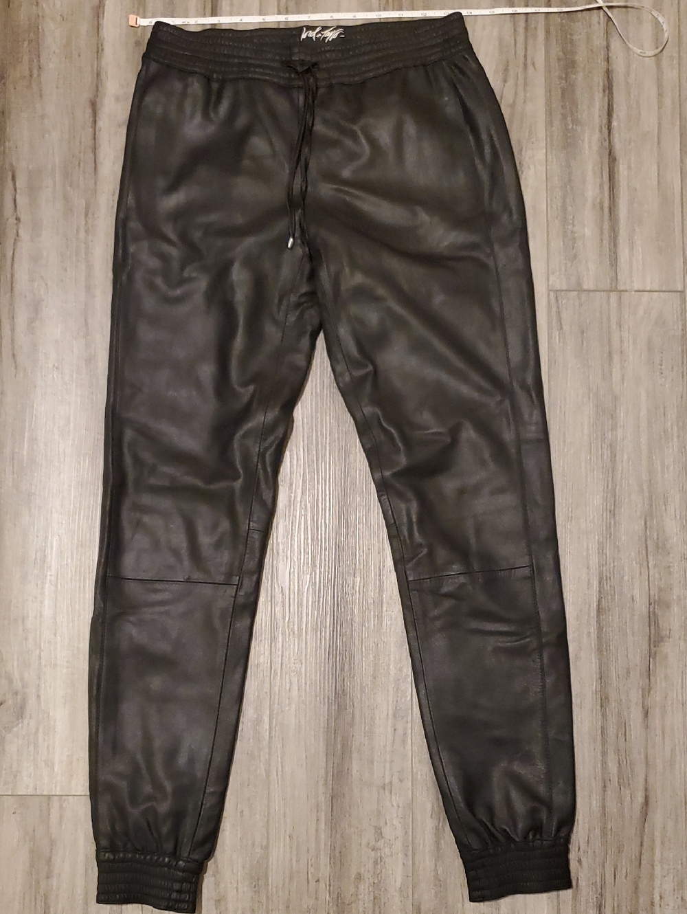 Lord & Taylor Black Genuine Leather Jogger Pants XS